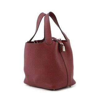 HERMES Picotin Lock Size PM Taurillon Clemence Rouge Grenat